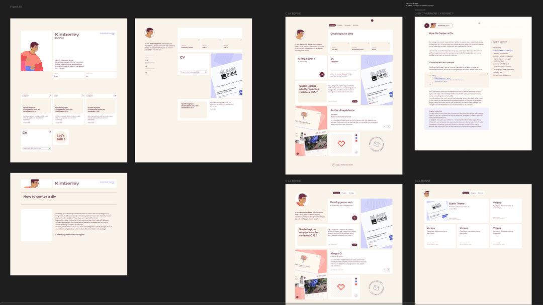 Maquettes pour kimbonix.dev réalisées sur Figma